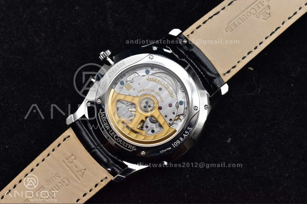 Master Ultra Thin Moon SS APSF 1:1 Best Edition Silver Dial on Black Leather Strap SA925 Super Clone