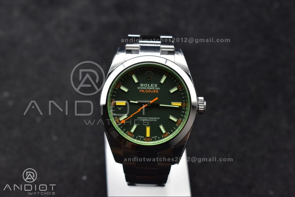 Milgauss 116400 GV Real Green Sapphire 904L SS VSF 1:1 Best Edition Black Dial on 904L SS Bracelet SA3131