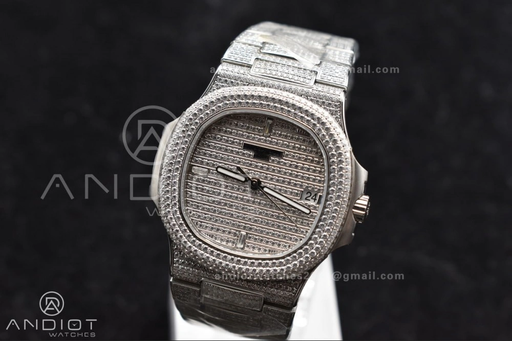 Nautilus 5711 SS TWF Full Diamonds Bezel & Dial on Diamonds Bracelet A324