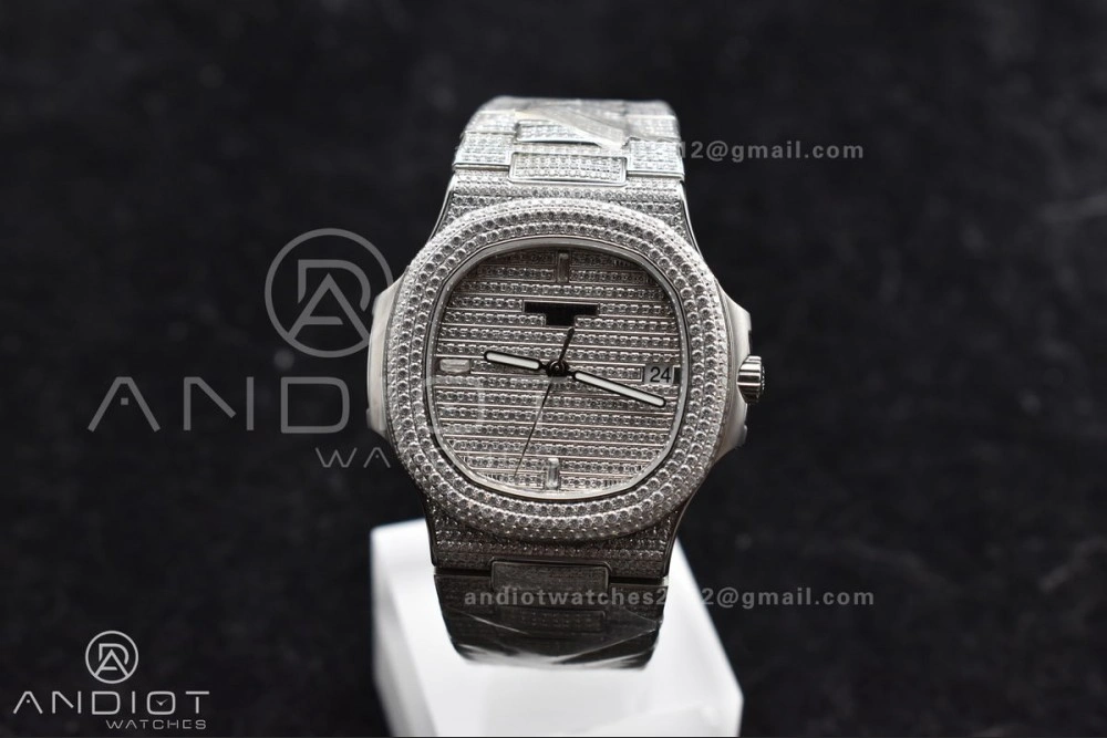 Nautilus 5711 SS TWF Full Diamonds Bezel & Dial on Diamonds Bracelet A324