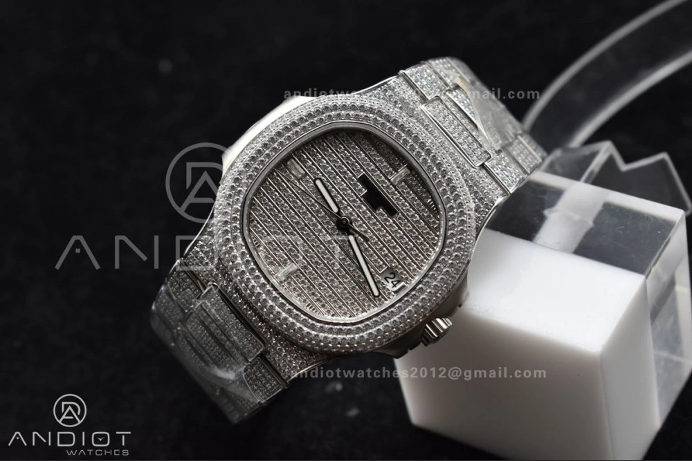 Nautilus 5711 SS TWF Full Diamonds Bezel & Dial on Diamonds Bracelet A324