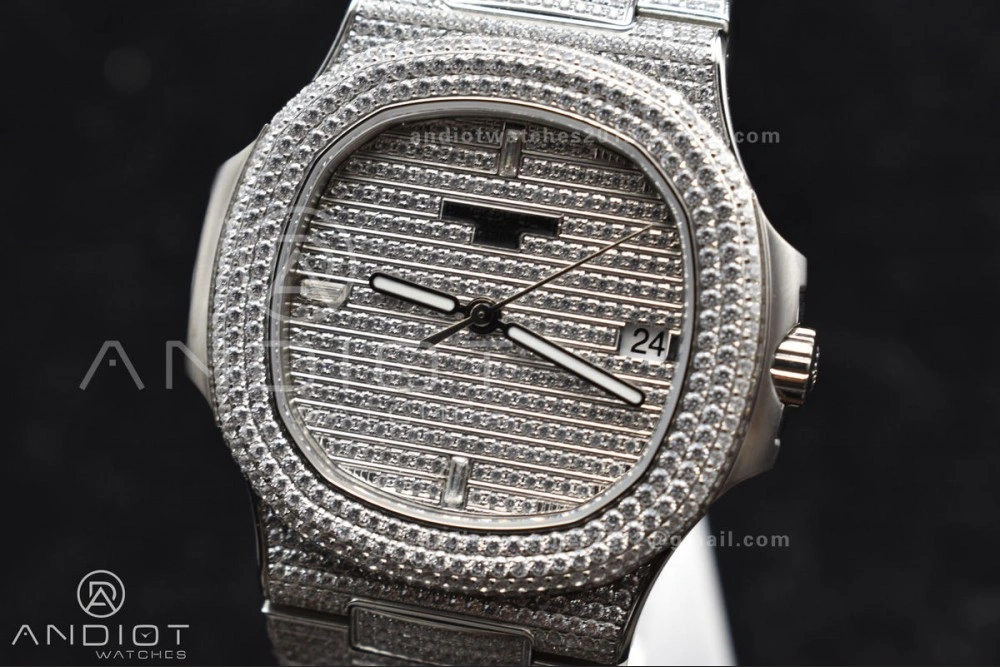 Nautilus 5711 SS TWF Full Diamonds Bezel & Dial on Diamonds Bracelet A324