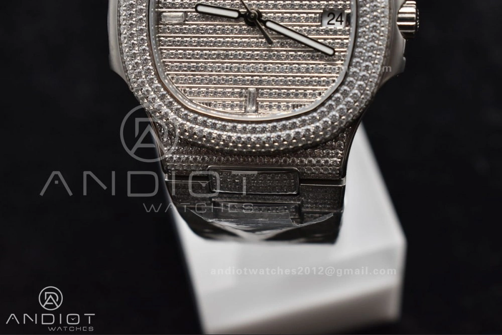Nautilus 5711 SS TWF Full Diamonds Bezel & Dial on Diamonds Bracelet A324
