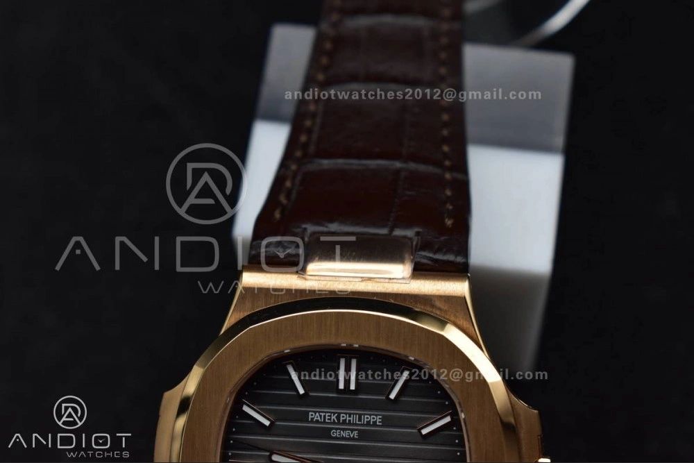 Nautilus 5711 1R RG 3KF 1:1 Best Edition Brown Textured Dial on Brown Leather Strap A324 Super Clone V2