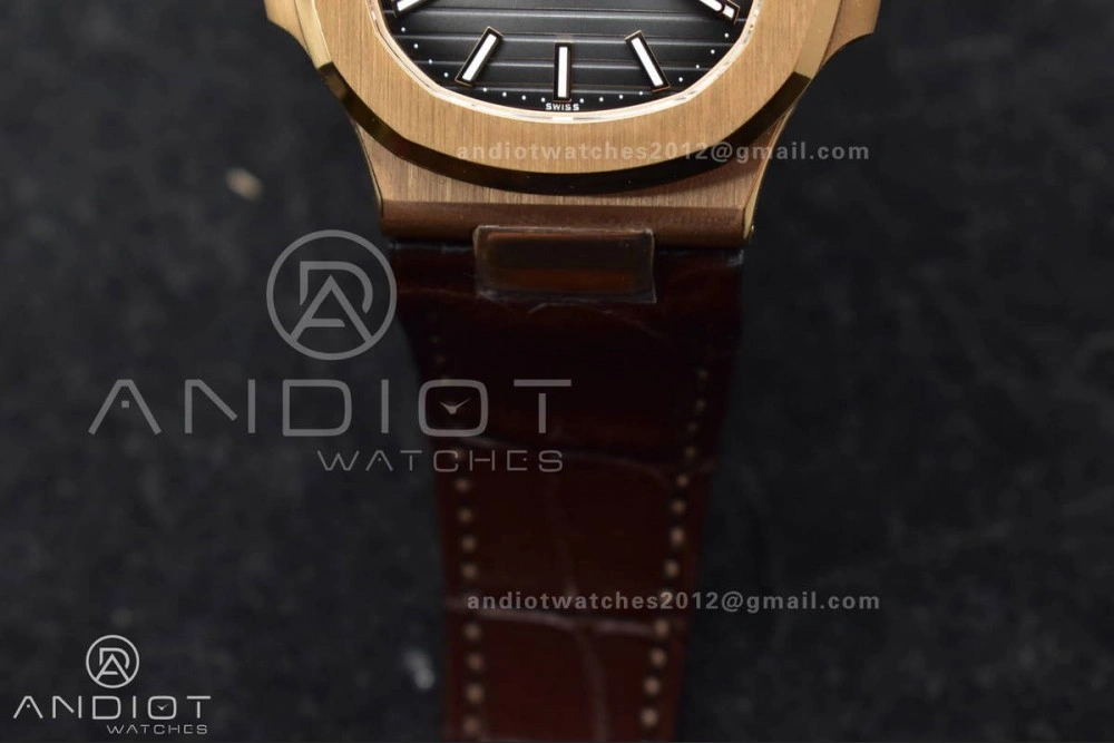 Nautilus 5711 1R RG 3KF 1:1 Best Edition Brown Textured Dial on Brown Leather Strap A324 Super Clone V2