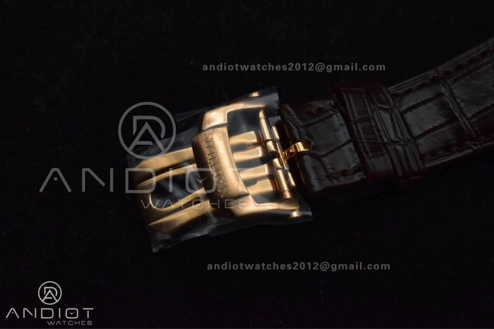 Nautilus 5711 1R RG 3KF 1:1 Best Edition Brown Textured Dial on Brown Leather Strap A324 Super Clone V2