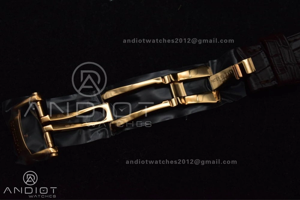 Nautilus 5711 1R RG 3KF 1:1 Best Edition Brown Textured Dial on Brown Leather Strap A324 Super Clone V2