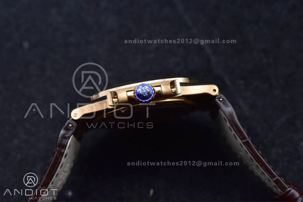 Nautilus 5711 1R RG 3KF 1:1 Best Edition Brown Textured Dial on Brown Leather Strap A324 Super Clone V2