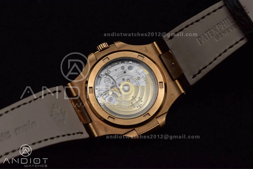 Nautilus 5711 1R RG 3KF 1:1 Best Edition Brown Textured Dial on Brown Leather Strap A324 Super Clone V2