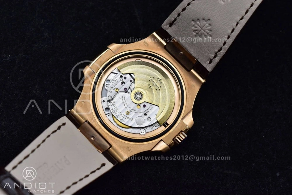 Nautilus 5711 1R RG 3KF 1:1 Best Edition Brown Textured Dial on Brown Leather Strap A324 Super Clone V2