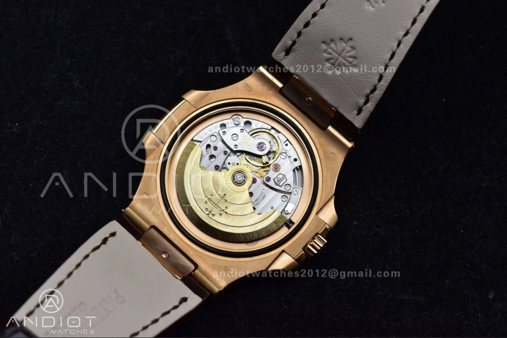 Nautilus 5711 1R RG 3KF 1:1 Best Edition Brown Textured Dial on Brown Leather Strap A324 Super Clone V2