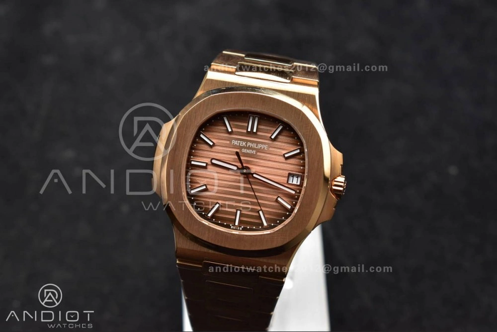 Nautilus 5711 1R RG 3KF 1:1 Best Edition Brown Textured Dial on RG Bracelet A324 Super Clone V2