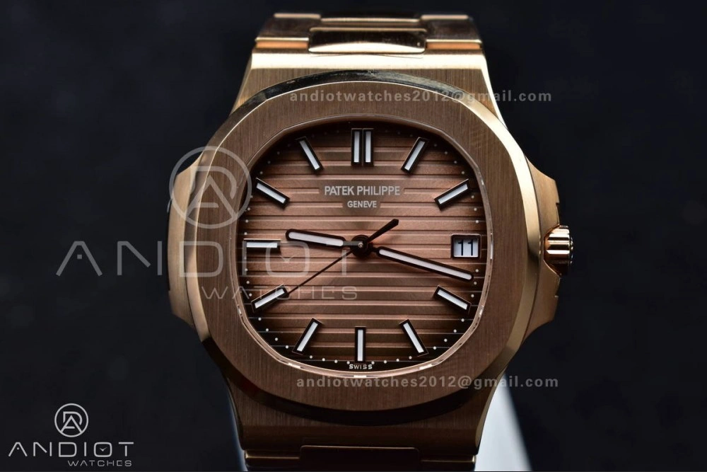 Nautilus 5711 1R RG 3KF 1:1 Best Edition Brown Textured Dial on RG Bracelet A324 Super Clone V2