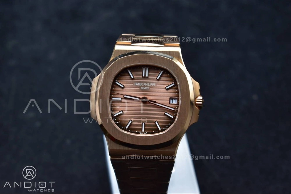 Nautilus 5711 1R RG 3KF 1:1 Best Edition Brown Textured Dial on RG Bracelet A324 Super Clone V2
