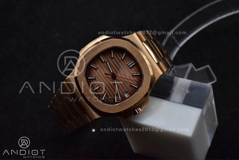 Nautilus 5711 1R RG 3KF 1:1 Best Edition Brown Textured Dial on RG Bracelet A324 Super Clone V2