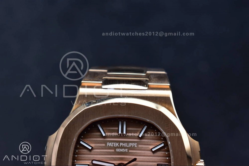 Nautilus 5711 1R RG 3KF 1:1 Best Edition Brown Textured Dial on RG Bracelet A324 Super Clone V2