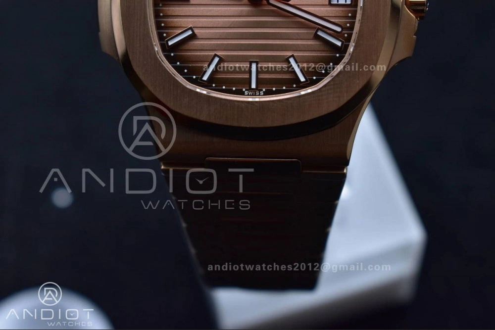 Nautilus 5711 1R RG 3KF 1:1 Best Edition Brown Textured Dial on RG Bracelet A324 Super Clone V2
