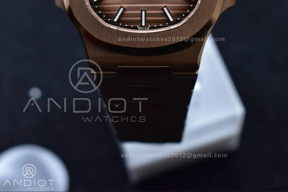 Nautilus 5711 1R RG 3KF 1:1 Best Edition Brown Textured Dial on RG Bracelet A324 Super Clone V2