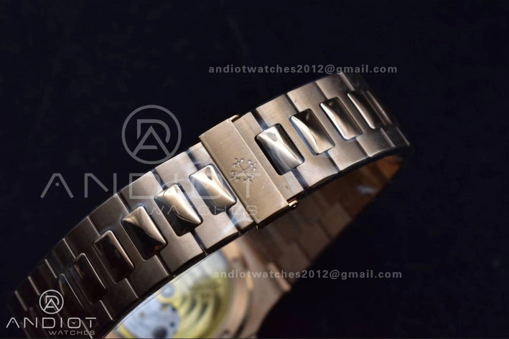 Nautilus 5711 1R RG 3KF 1:1 Best Edition Brown Textured Dial on RG Bracelet A324 Super Clone V2
