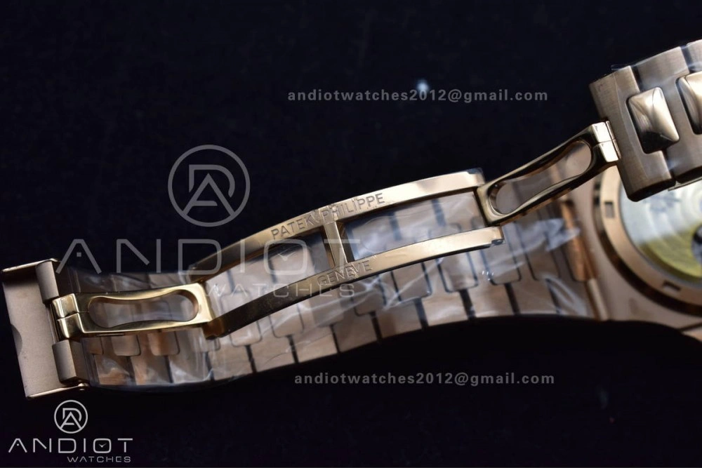 Nautilus 5711 1R RG 3KF 1:1 Best Edition Brown Textured Dial on RG Bracelet A324 Super Clone V2