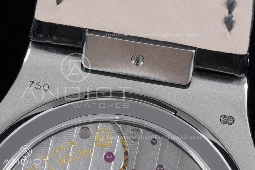 Nautilus 5712 Full Diamonds SS PPF 1:1 Best Edition Blue Dial on Black Leather Strap A240 Super Clone V3