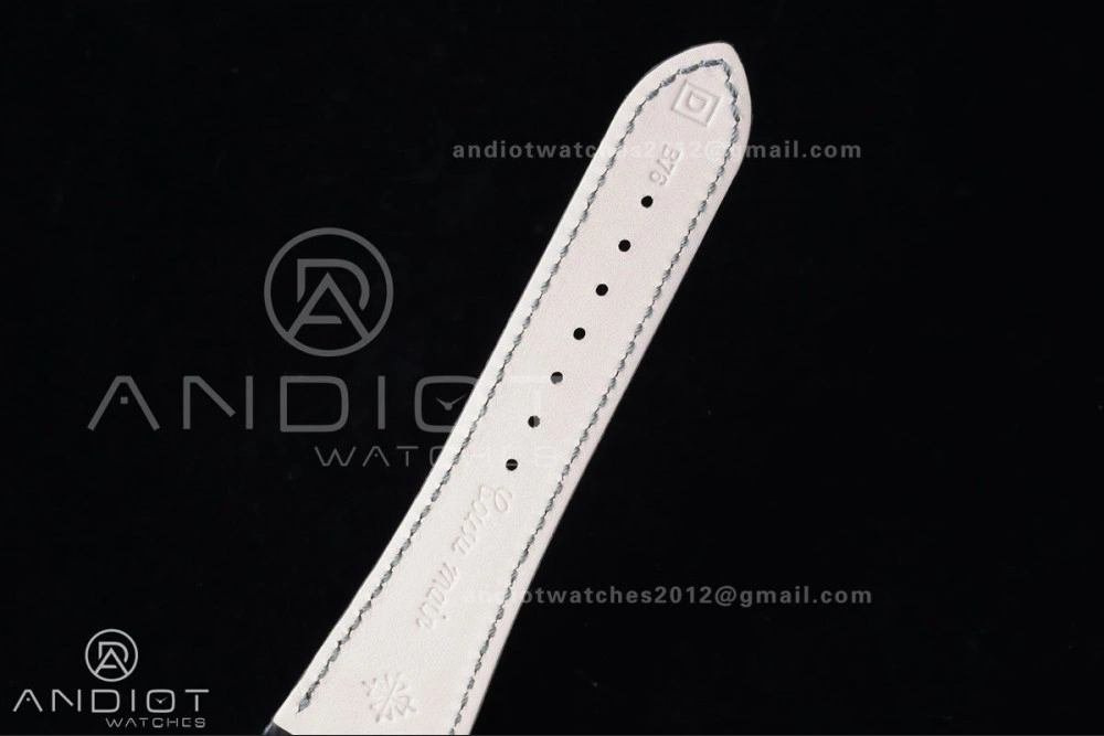 Nautilus 5712 Full Diamonds SS PPF 1:1 Best Edition Blue Dial on Black Leather Strap A240 Super Clone V3