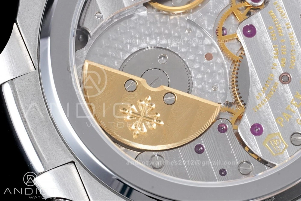 Nautilus 5712 Full Diamonds SS PPF 1:1 Best Edition Gray Dial on Black Leather Strap A240 Super Clone V3