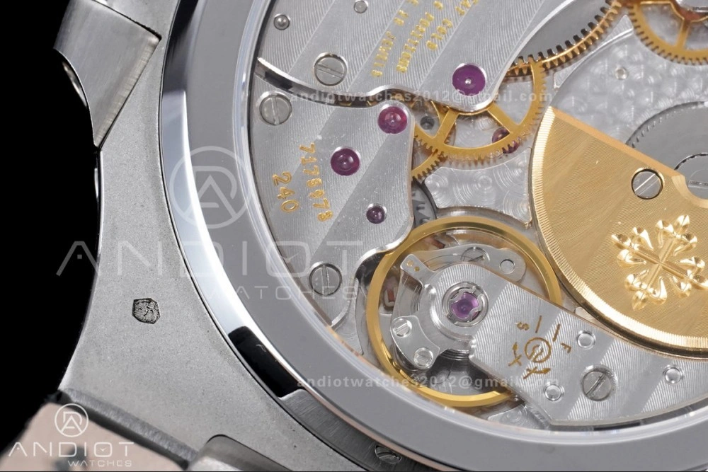 Nautilus 5712 Full Diamonds SS PPF 1:1 Best Edition Gray Dial on Black Leather Strap A240 Super Clone V3