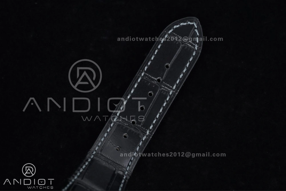 Nautilus 5712 Full Diamonds SS PPF 1:1 Best Edition Gray Dial on Black Leather Strap A240 Super Clone V3