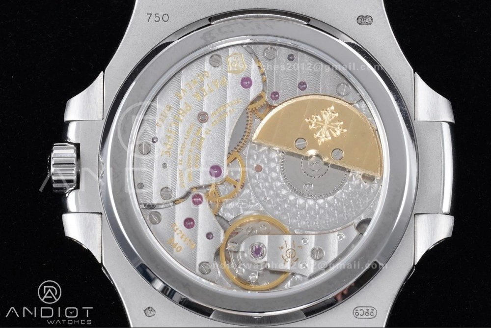 Nautilus 5712 Full Diamonds SS PPF 1:1 Best Edition Gray Dial on Black Leather Strap A240 Super Clone V3