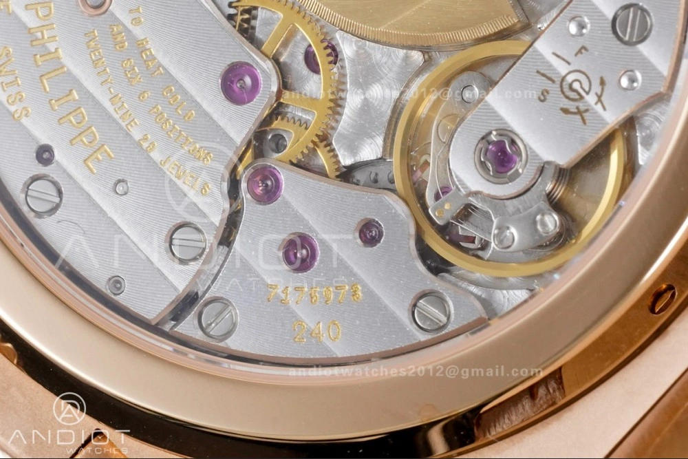 Nautilus 5712 RG PPF 1:1 Best Edition Gray Dial on Brown Leather Strap A240 Super Clone V3