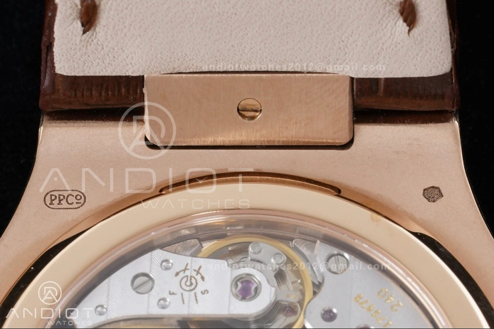 Nautilus 5712 RG PPF 1:1 Best Edition Gray Dial on Brown Leather Strap A240 Super Clone V3