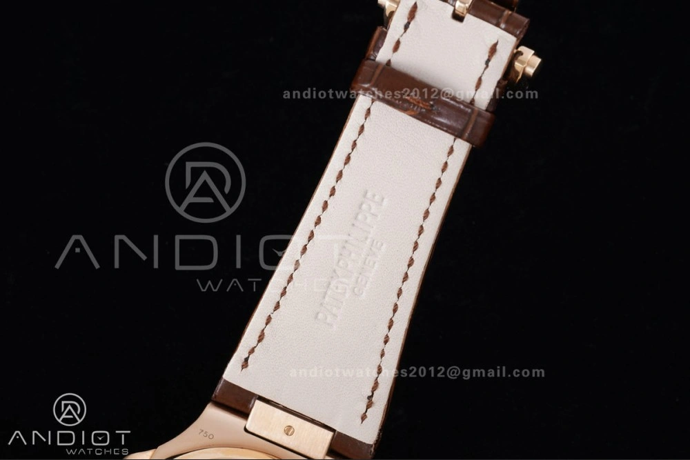 Nautilus 5712 RG PPF 1:1 Best Edition Gray Dial on Brown Leather Strap A240 Super Clone V3