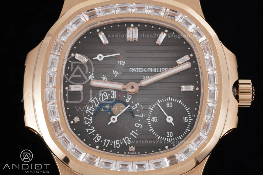 Nautilus 5712 RG PPF 1:1 Best Edition Gray Dial on Brown Leather Strap A240 Super Clone V3