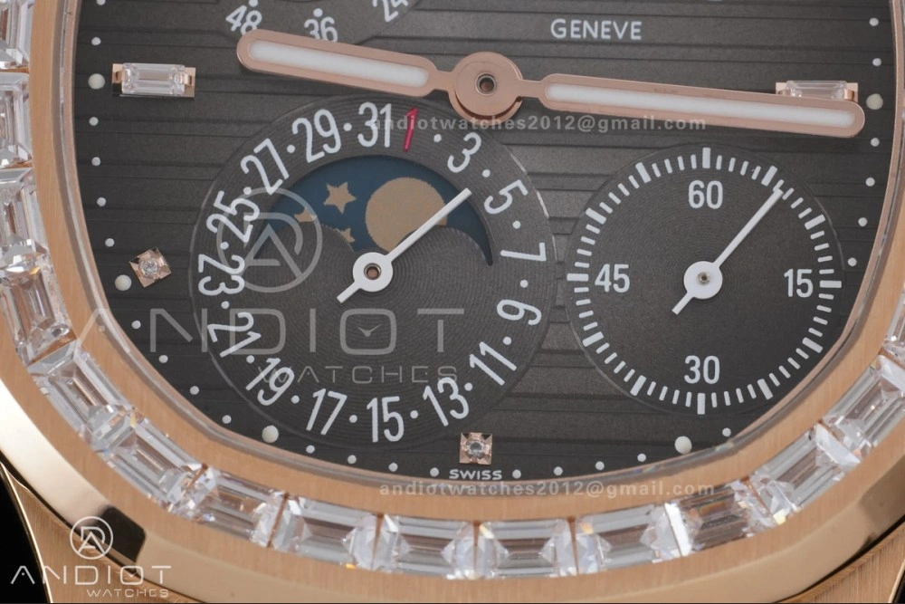 Nautilus 5712 RG PPF 1:1 Best Edition Gray Dial on Brown Leather Strap A240 Super Clone V3