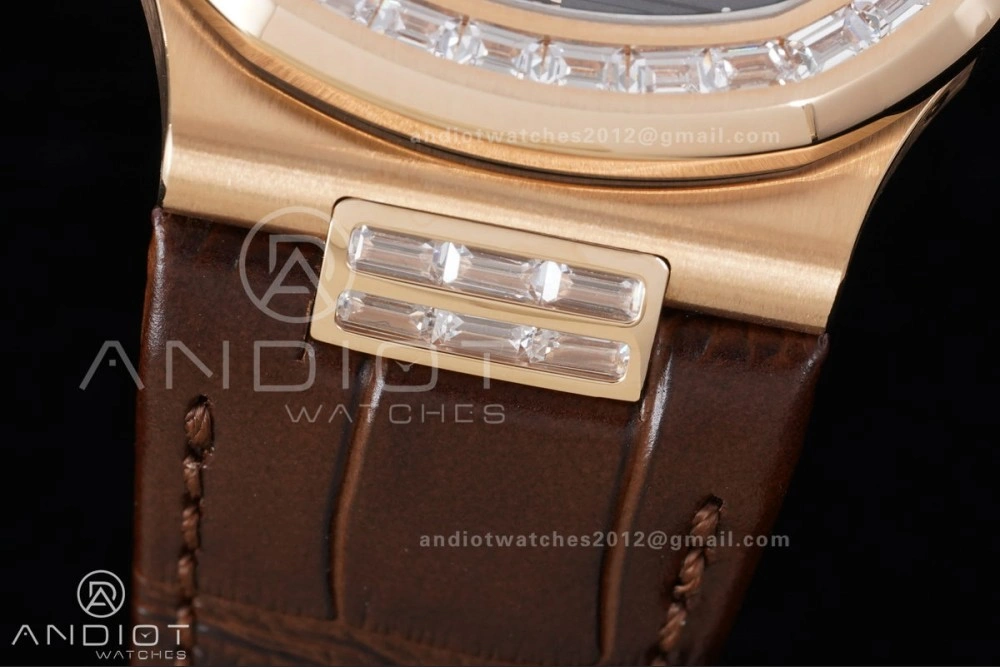 Nautilus 5712 RG PPF 1:1 Best Edition Gray Dial on Brown Leather Strap A240 Super Clone V3
