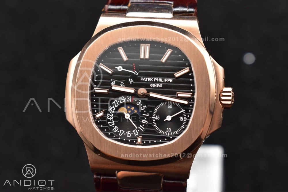 Nautilus 5712 SS RG GRF Best Edition Gray Dial on Brown Croco Strap A23J