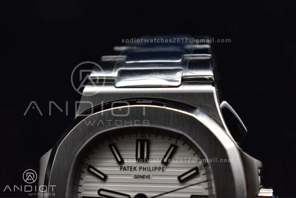 Nautilus Chrono Date 5980 SS SS Wht Stk PPF A7750 Mod