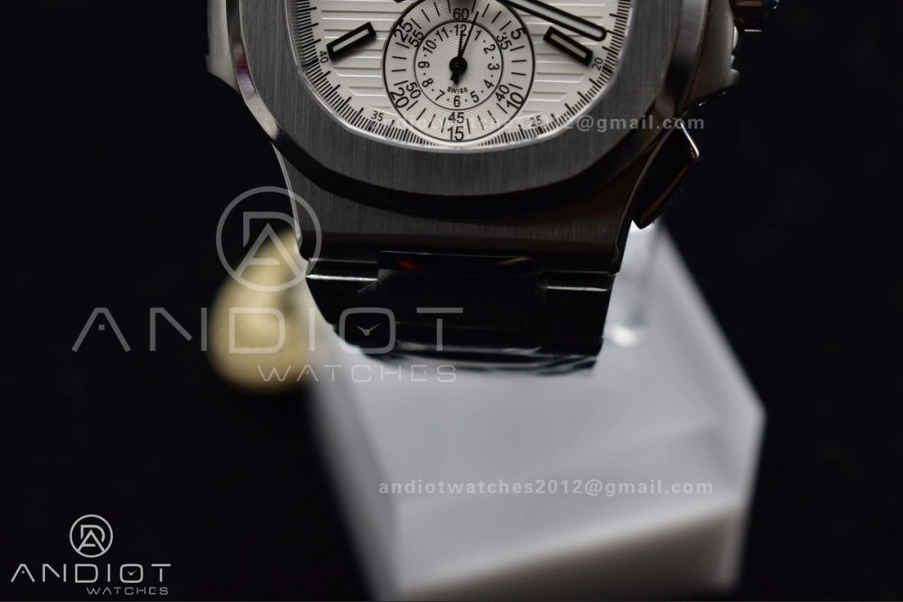 Nautilus Chrono Date 5980 SS SS Wht Stk PPF A7750 Mod