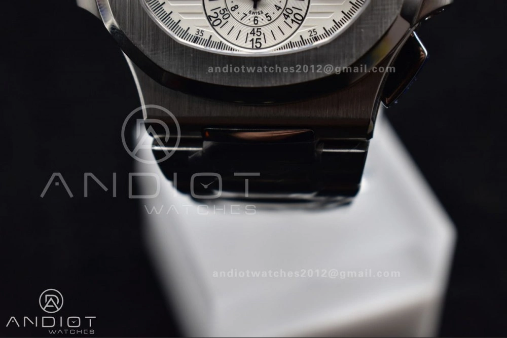 Nautilus Chrono Date 5980 SS SS Wht Stk PPF A7750 Mod
