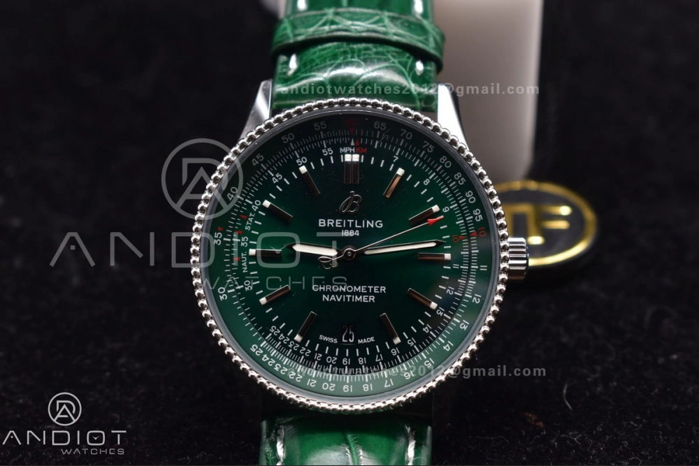 Navitimer  41mm TF 1:1 Best Edition Green Dial on Leather A2824