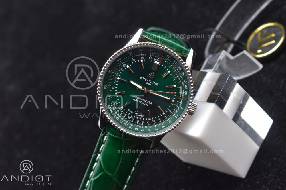 Navitimer  41mm TF 1:1 Best Edition Green Dial on Leather A2824