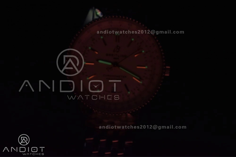 Navitimer 1 SS V7F 1:1 Best Edition RG Bezel White Dial on SS Bracelet A2824