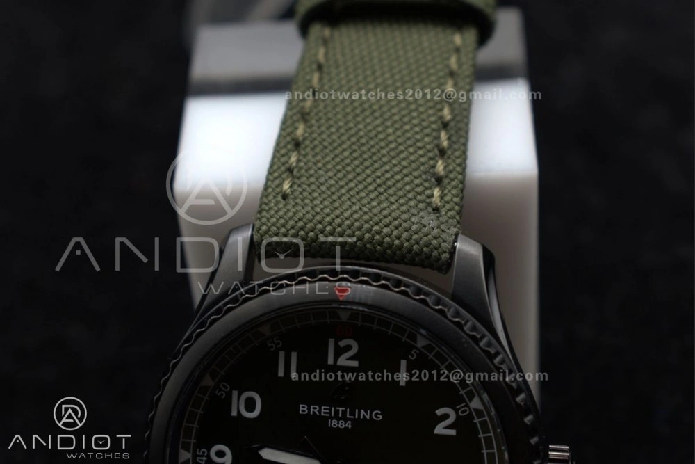 Navitimer 8 Automatic 41mm PVD TF 1:1 Best Edition Green Dial on Green Nylon Strap A2824