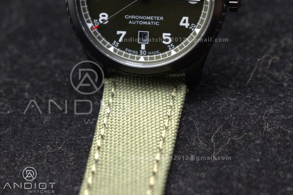 Navitimer 8 Automatic 41mm PVD TF 1:1 Best Edition Green Dial on Green Nylon Strap A2824