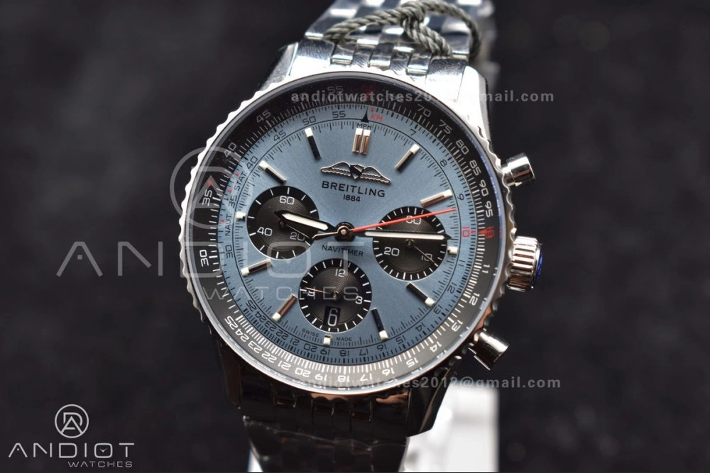 Navitimer SS 43mm BLS 1:1 Best Edition Blue Dial on SS Bracelet A7750