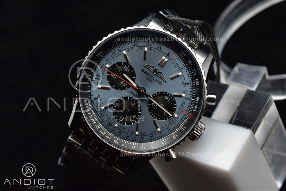 Navitimer SS 43mm BLS 1:1 Best Edition Blue Dial on SS Bracelet A7750