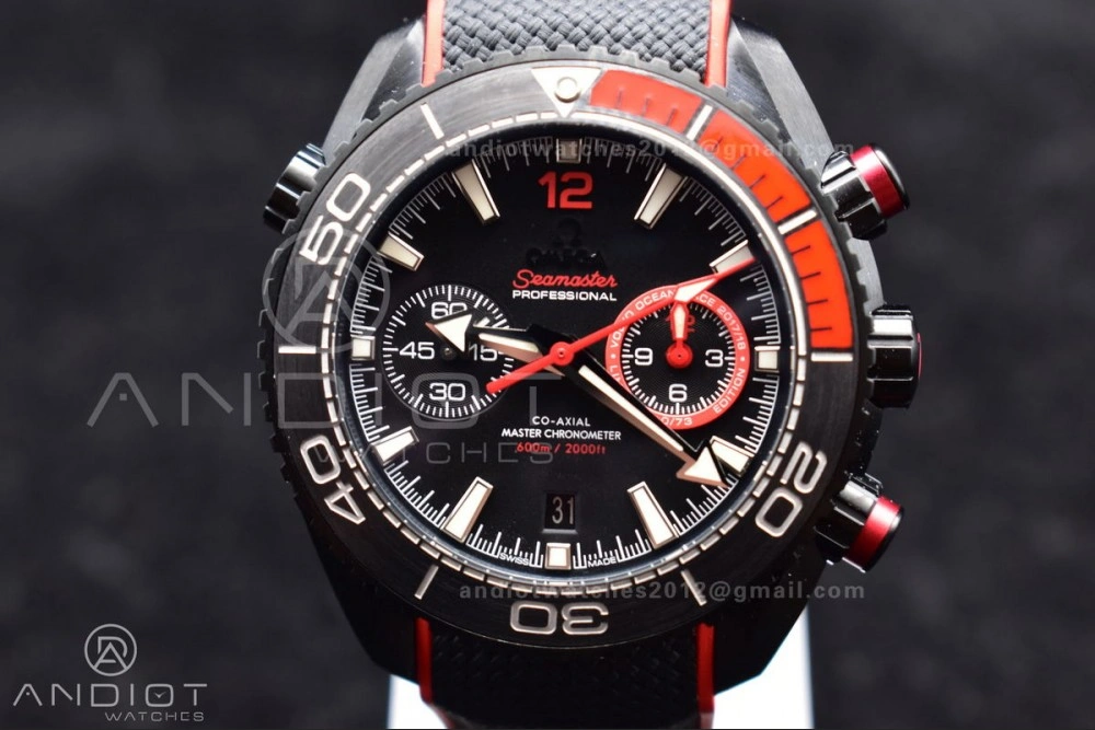 OM Factory Best Edition Omega Planet Ocean Chronograph with Functional 3:00 Subdial Counter Volvo Ocean 2017 2018 Race Deep Black Edition