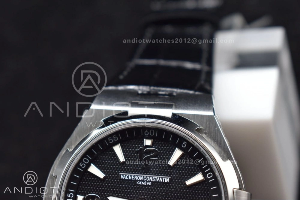 Overseas SS 8F Maker Black Dial on Black Rubber Strap