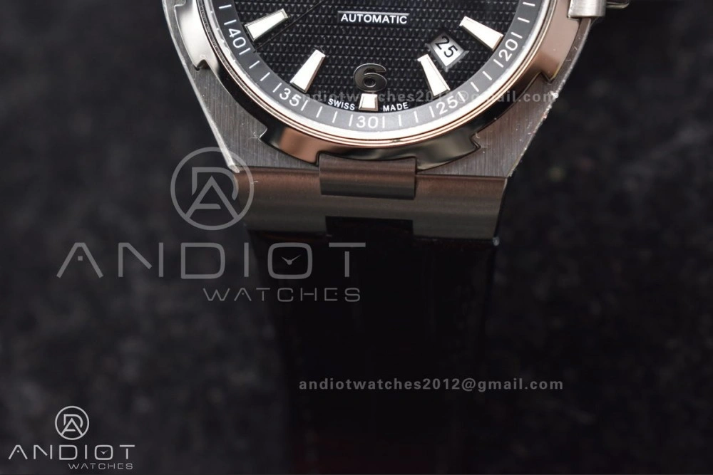 Overseas SS 8F Maker Black Dial on Black Rubber Strap